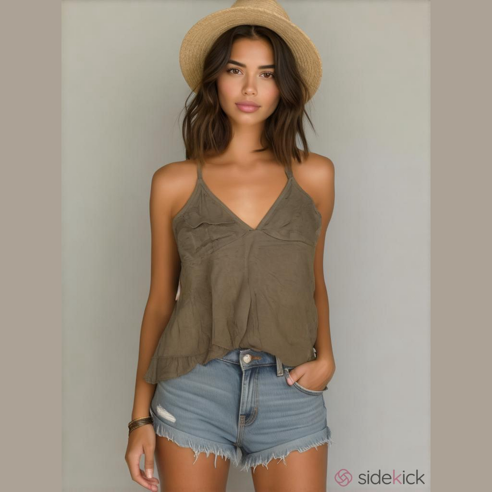 Cloud Chaser Dark Green Spaghetti Strap Racerback Flowy Light Weight Top - Small
